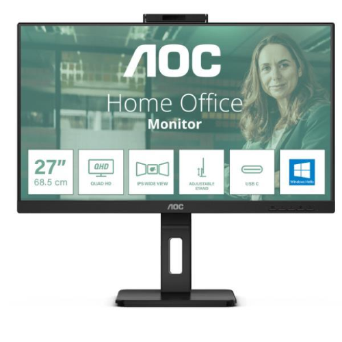 AOC MONITOR 27 LED IPS QHD 16:9 4MS 350 CDM, WEBCAM, PIVOT, DP/2HDMI, MULTIMEDIALE